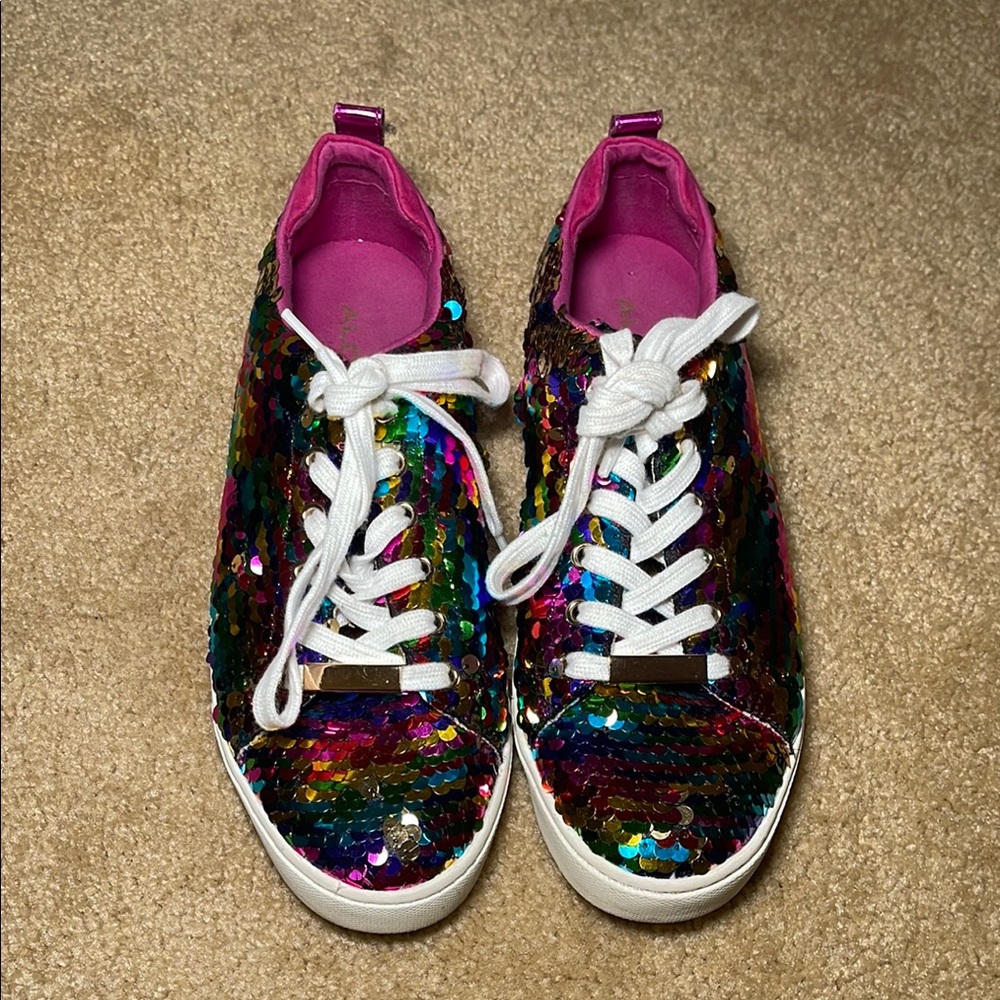 Multicolor Sequin Sneakers with White Laces